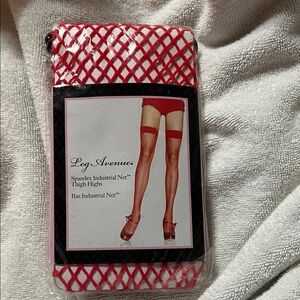 Leg Avenue Red Fishnet Thigh Highs - Open Net
